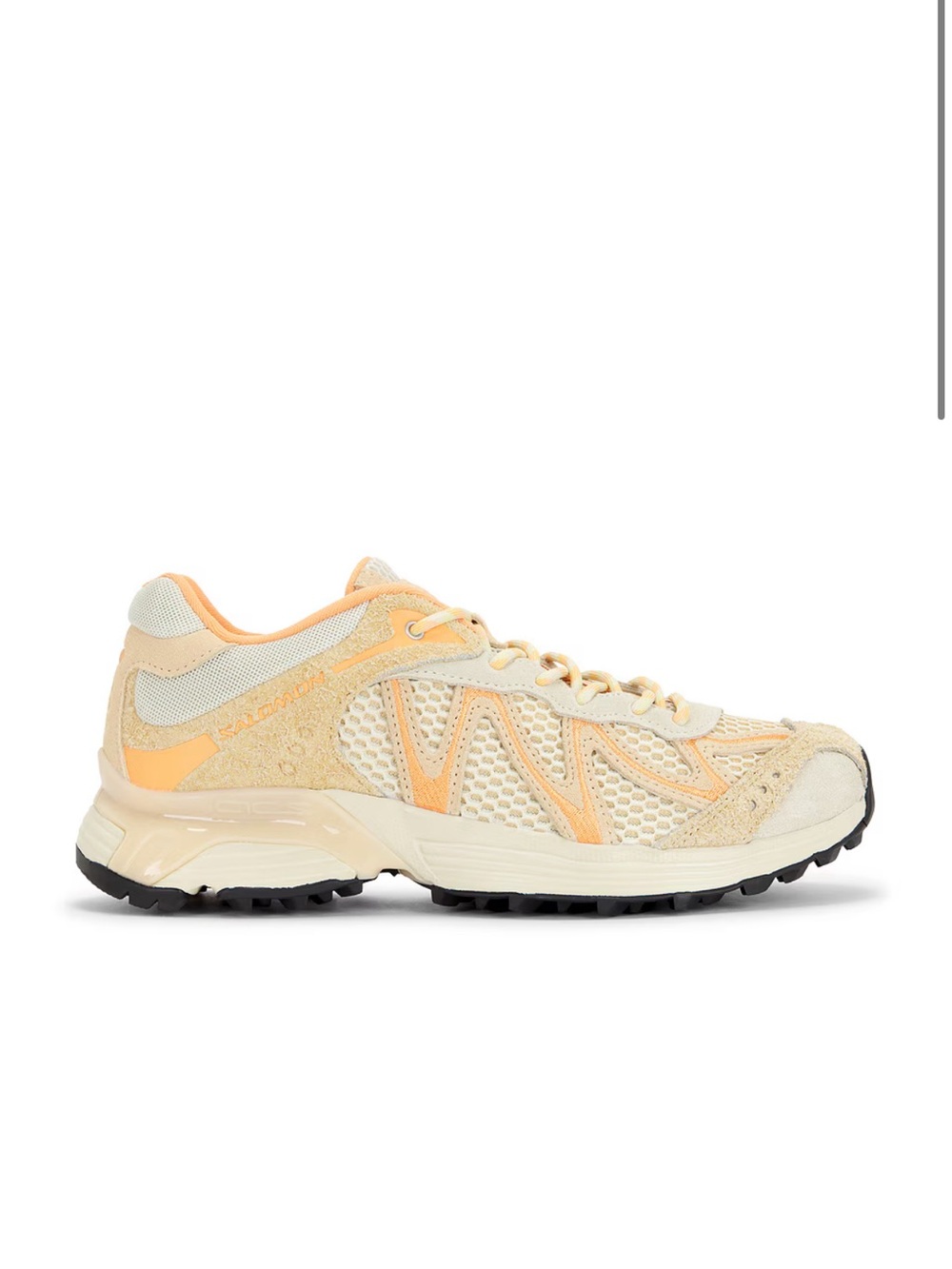 Salomon Women's Cream and Peach Mesh Trail Sneakers